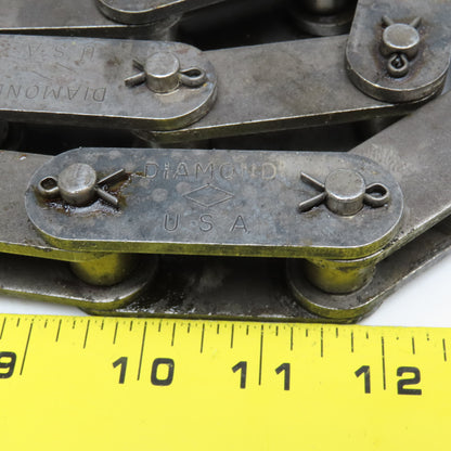 Diamond 2" Double Pitch Conveyor Chain Straight Side Bar Pin Link Used 8'