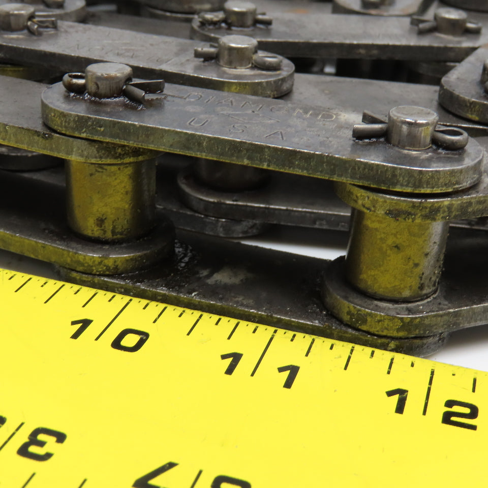 Diamond 2" Double Pitch Conveyor Chain Straight Side Bar Pin Link Used 8'