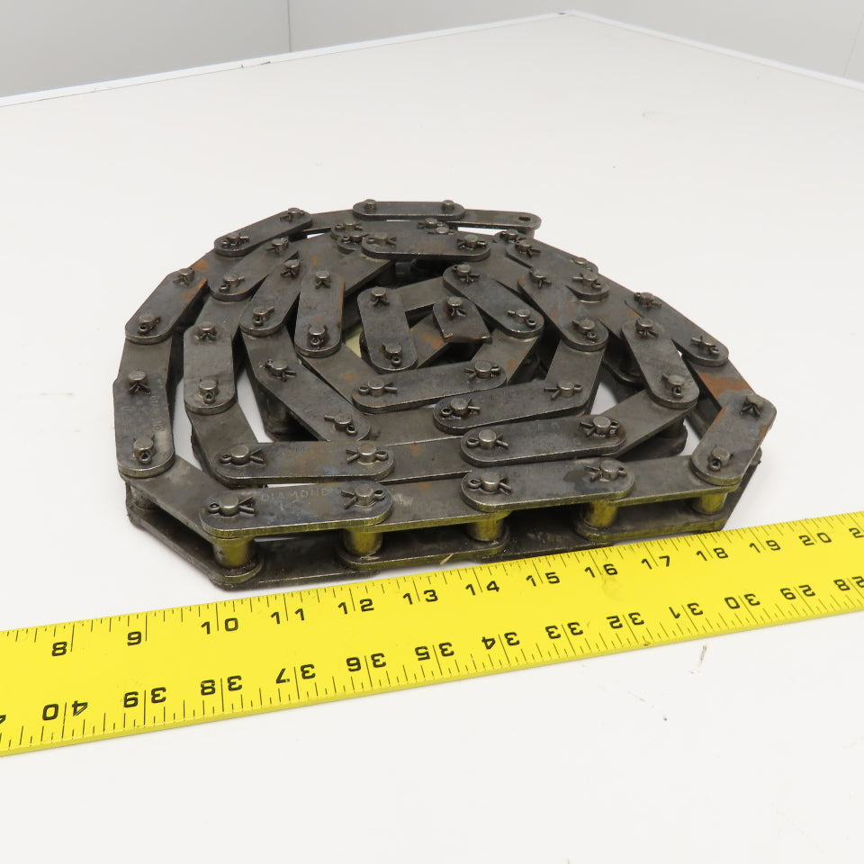 Diamond 2" Double Pitch Conveyor Chain Straight Side Bar Pin Link Used 8'