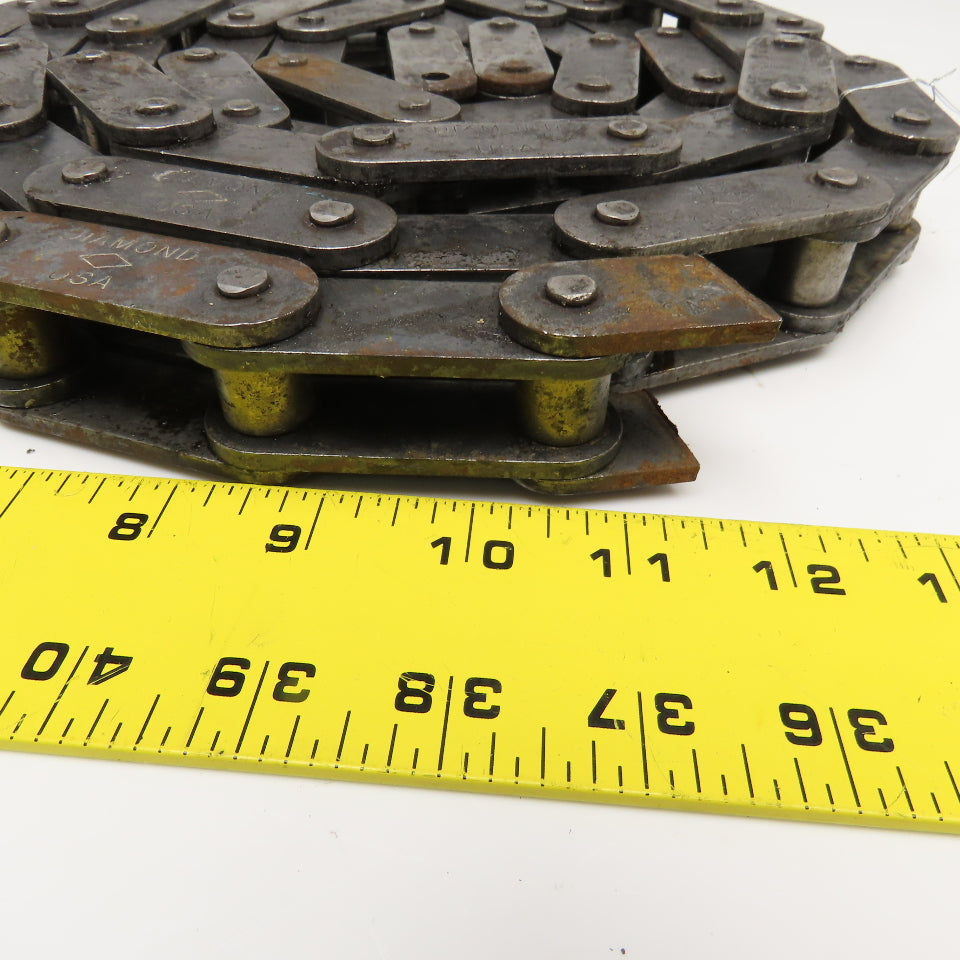 Diamond 2" Double Pitch Conveyor Chain Straight Side Riveted Used 10'4"