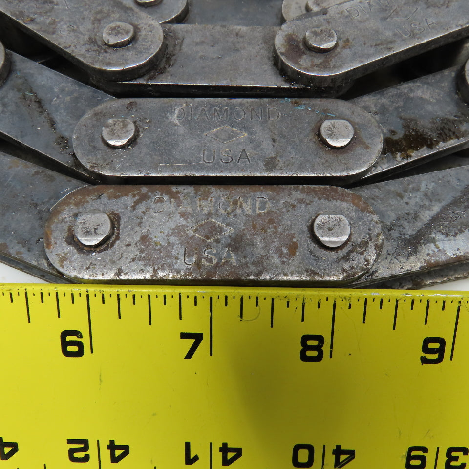 Diamond 2" Double Pitch Conveyor Chain Straight Side Riveted Used 10'4"