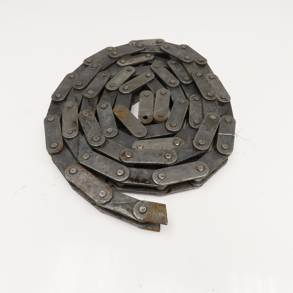 Diamond 2" Double Pitch Conveyor Chain Straight Side Riveted Used 10'4"