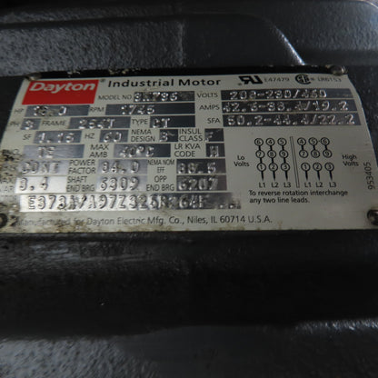 Dayton 3C107A 15HP Belt Driven Centrifugal Blower 19-1/8" 230/460V 3Ph Tested