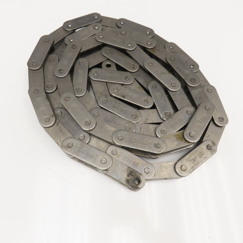 HKK 2080H 2" Double Pitch Conveyor Chain Straight Side Riveted Used 10'4"