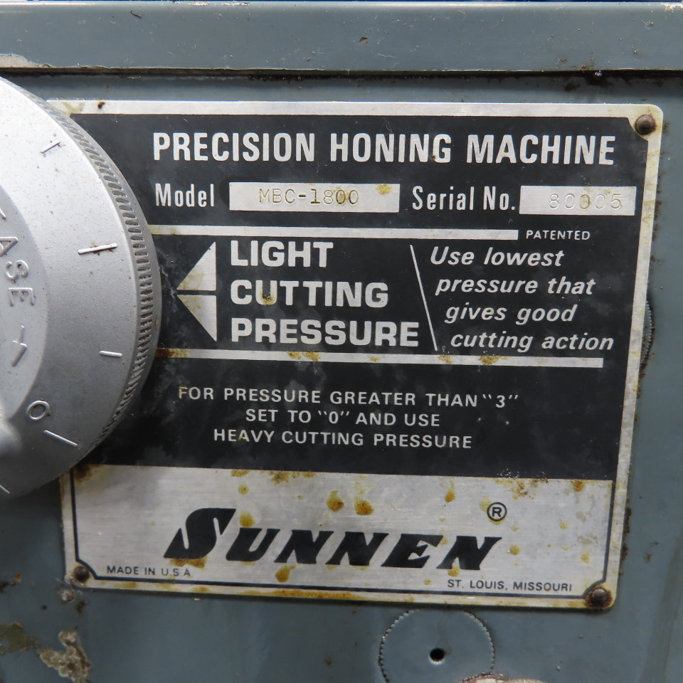 Sunnen MBC-1800 Precision Honing Machine 3Ph 230/480V 1HP Tested