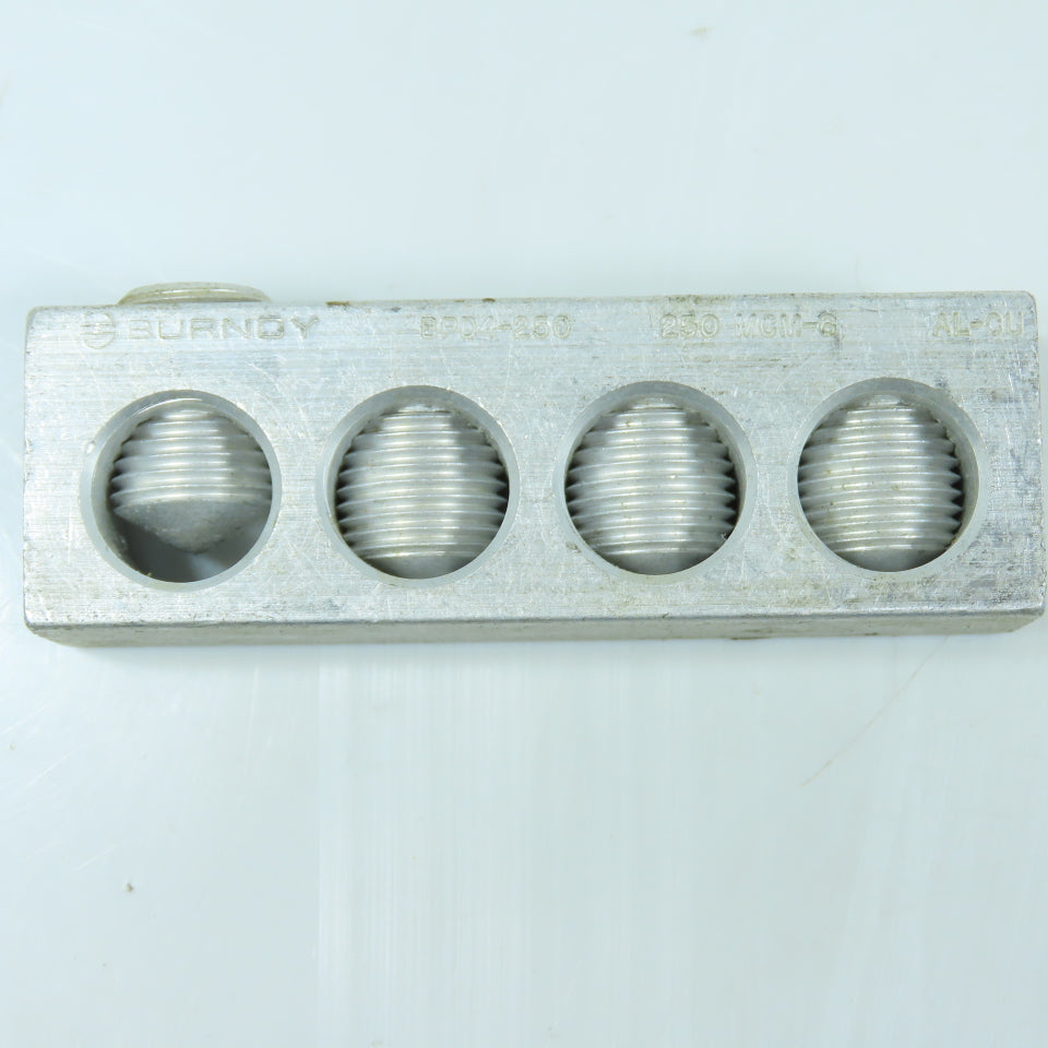 BURNDY BPD4-250 4-Port Aluminum Power Distribution Lug Block 250 MCM-6 AL-CU
