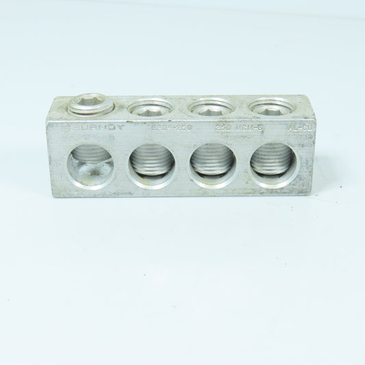 BURNDY BPD4-250 4-Port Aluminum Power Distribution Lug Block 250 MCM-6 AL-CU
