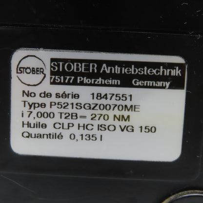 Stober P521SGZ0070ME Series 1847551 7:1 Ratio Gear Head