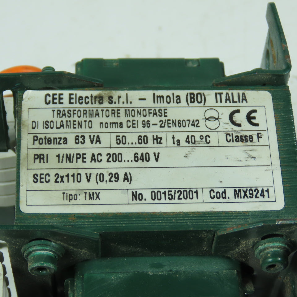 CEE Electra MX9241 63VA Control Transformer 200-640V Pri 2x110V Secondary 1PH