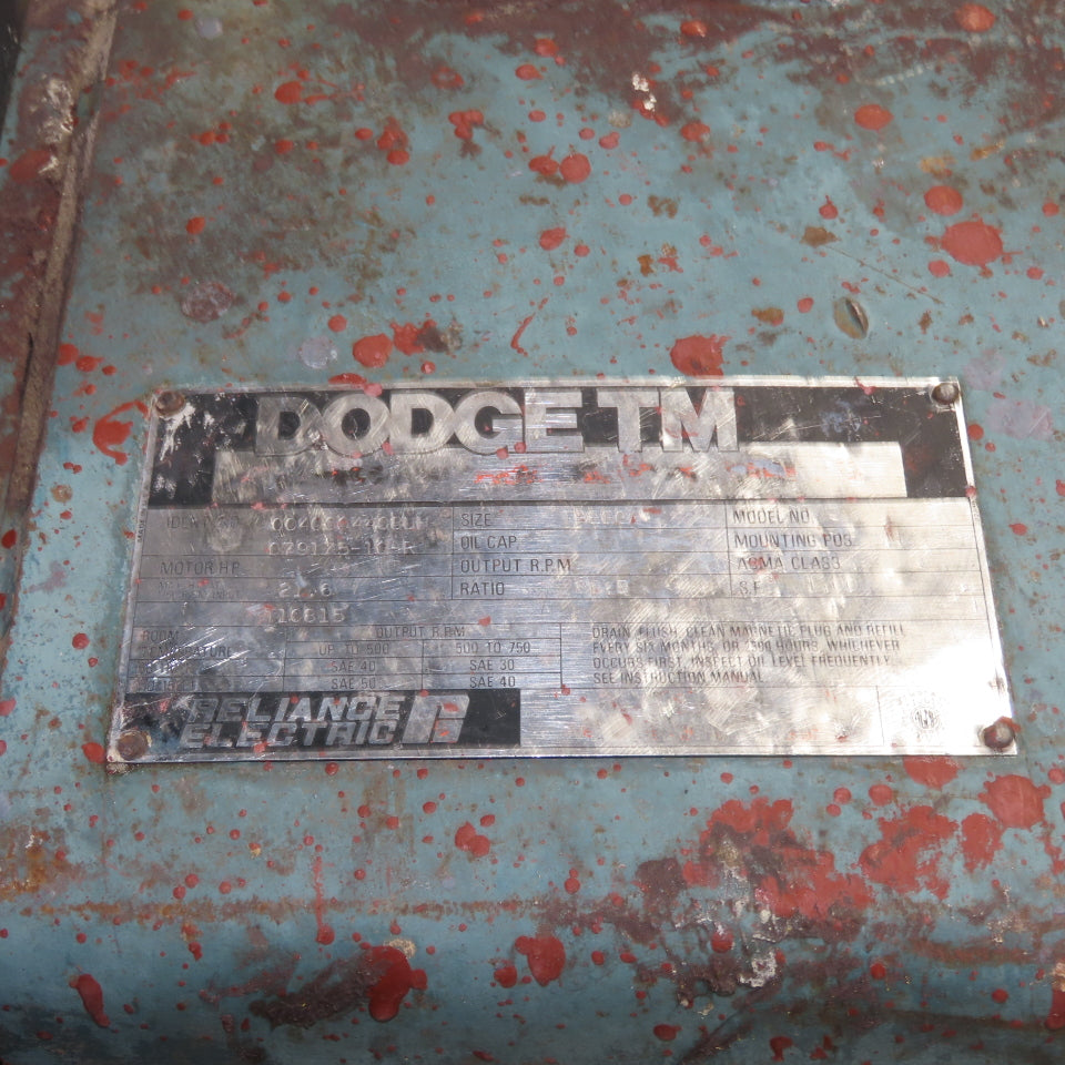 Dodge TR800A 86.5:1 Ratio Inline Gear Reducer 21.6Hp Max 20RPM Output