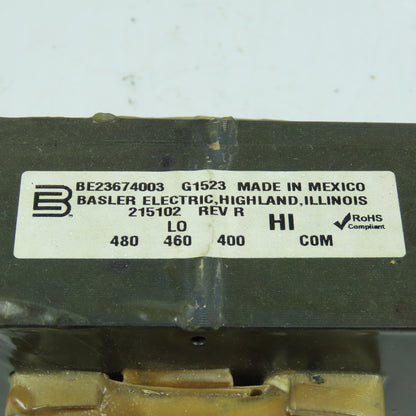 Basler Electric BE23674003 Transformer G1523 480/460/400V 215102 Rev R