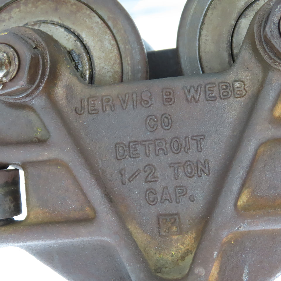 Jervis B Webb Overhead Trolley Assembly 1/2 Ton 3-1/2" to 5-1/2"