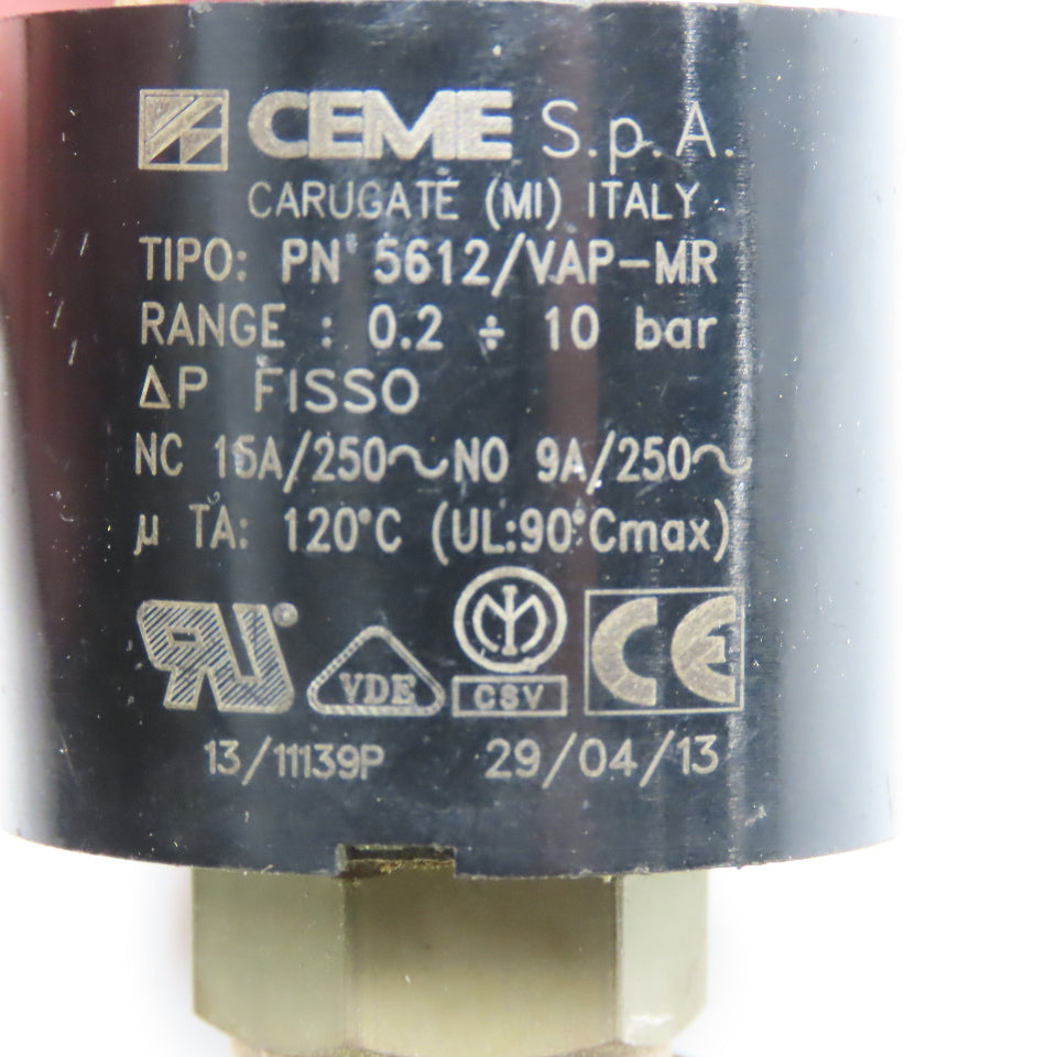 Ceme 5612/VAP-MR G1/4 Steam Pressure Switch 0.2-10Bar 250V