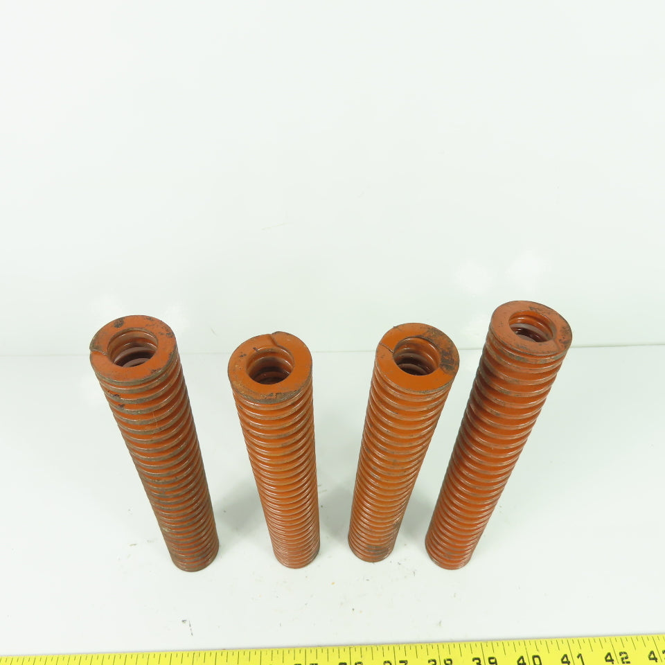 1-1/4" OD x 5/8" ID Flat Wire Compression Orange Die Spring 8" OAL Lot Of 4