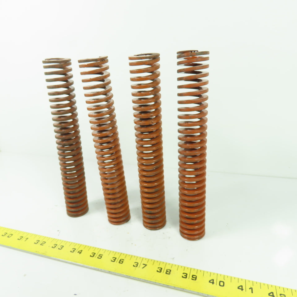 1-1/4" OD x 5/8" ID Flat Wire Compression Orange Die Spring 8" OAL Lot Of 4