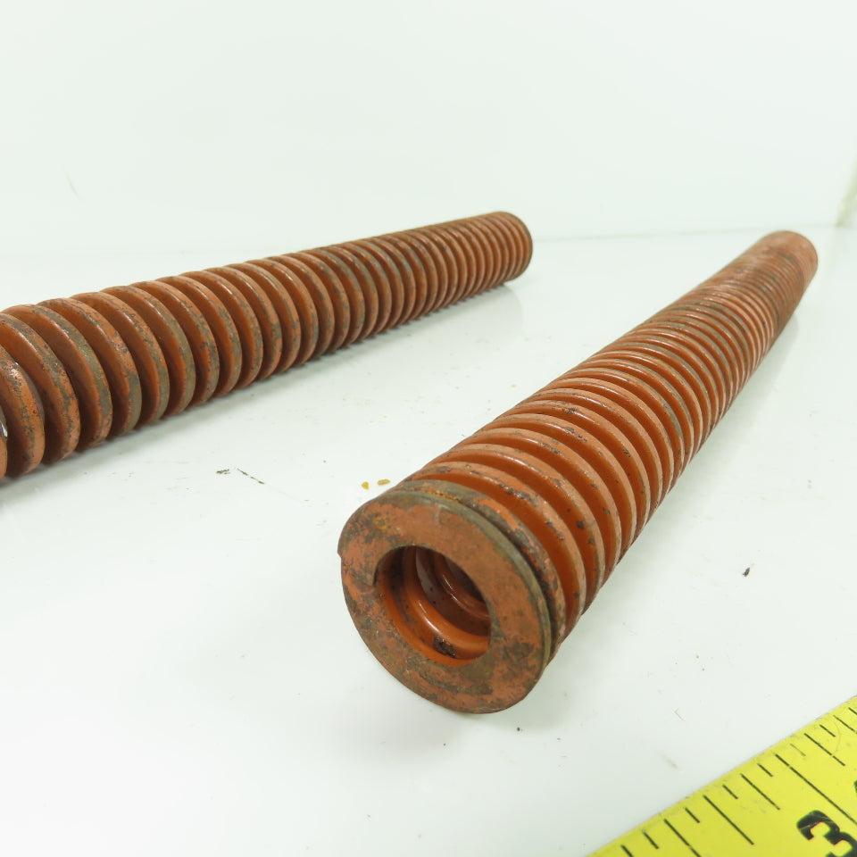 1-1/4" OD x 5/8" ID Flat Wire Compression Orange Die Spring 12" OAL Lot Of 2