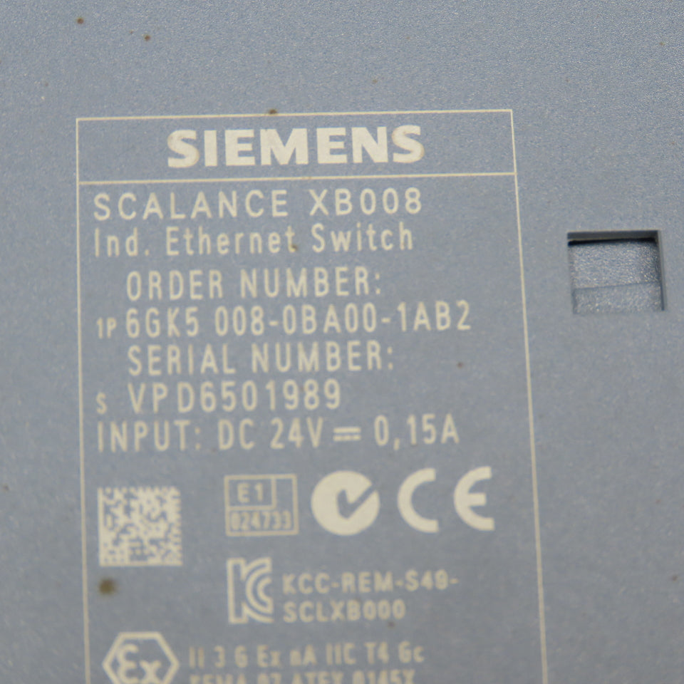 Siemens 6GK5 008-0BA00-1AB2 Scalance 8 Port Ethernet Switch