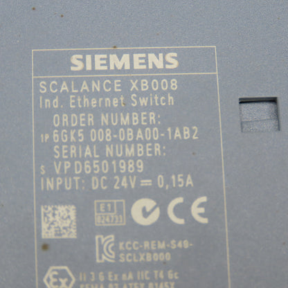 Siemens 6GK5 008-0BA00-1AB2 Scalance 8 Port Ethernet Switch