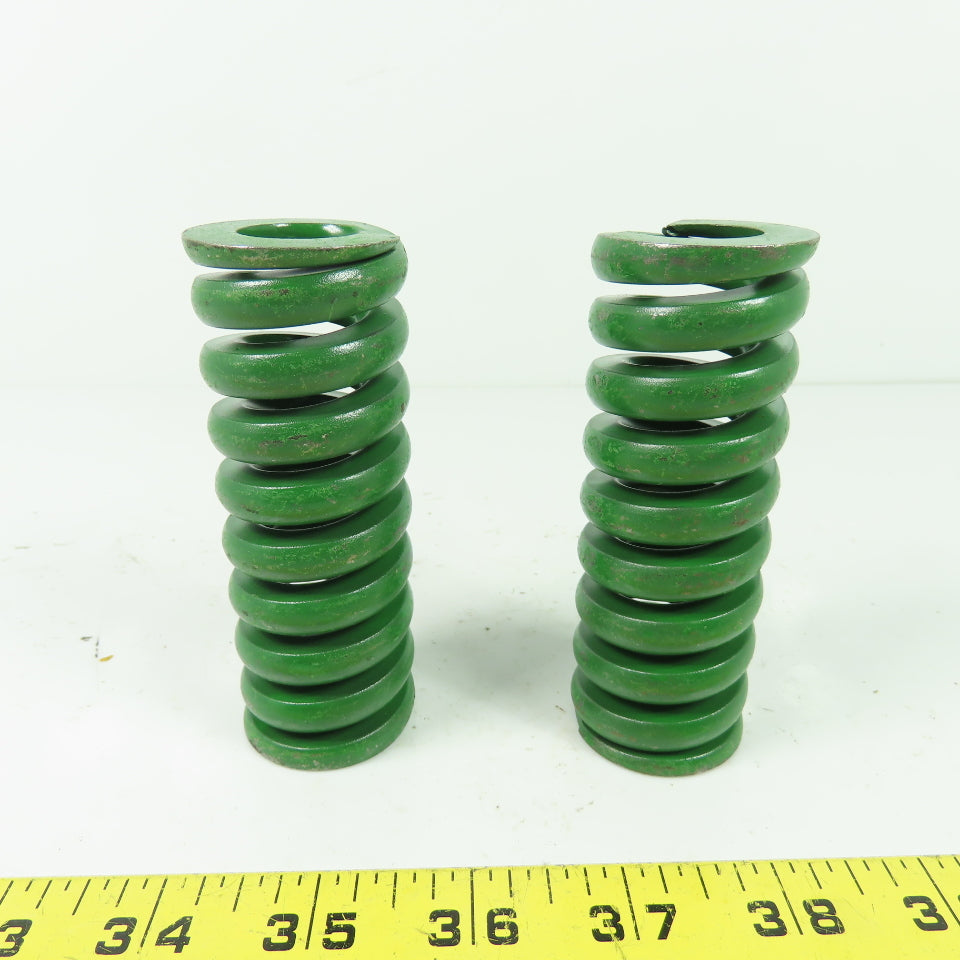 1-1/2" OD x 3/4" ID Flat Wire Compression Green Die Spring 4" OAL Lot Of 2