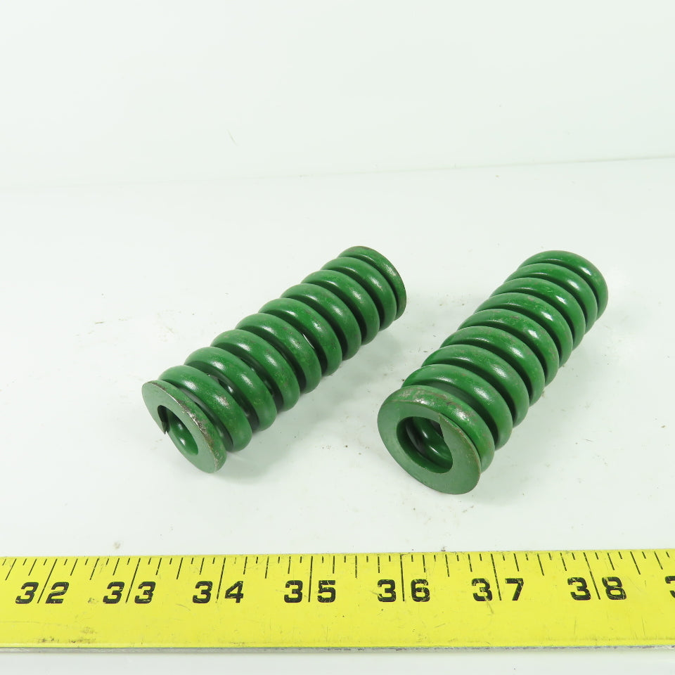 1-1/2" OD x 3/4" ID Flat Wire Compression Green Die Spring 4" OAL Lot Of 2