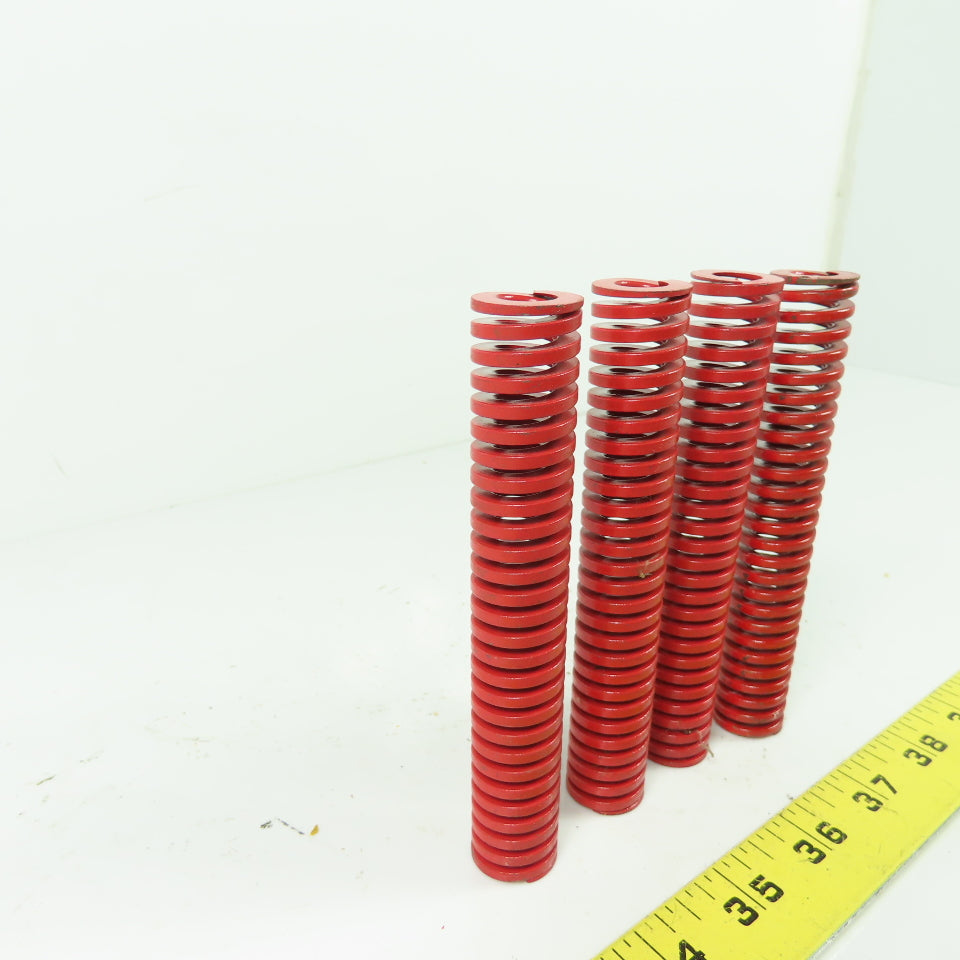 3/4" OD x 3/8" ID Flat Wire Compression Red Die Spring 5" OAL Lot Of 4