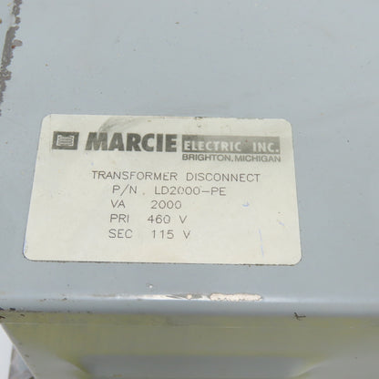 Marcie LD2000-PE 2000VA Stepdown Transformer Disconnect 460V Pri 115V Sec