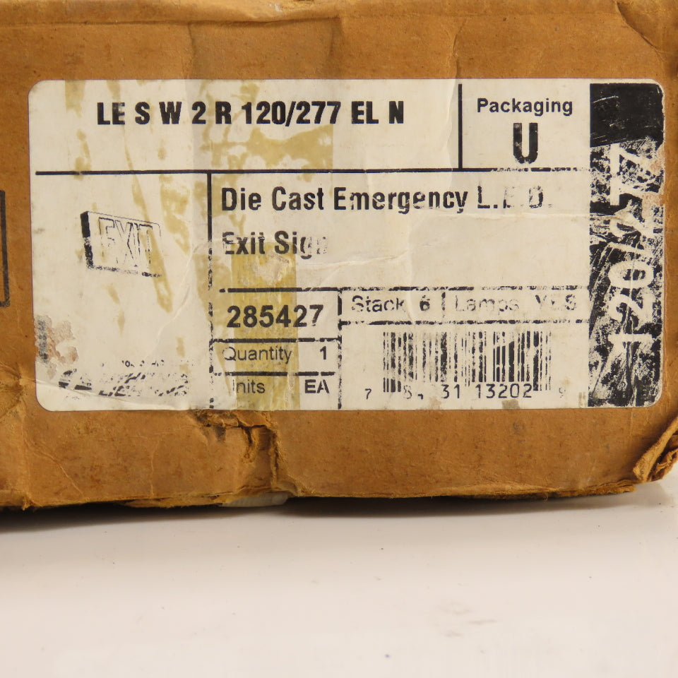Lithonia LESW2R120/277ELN LED Emergency Exit Sign Die-Cast Aluminum 120/277V