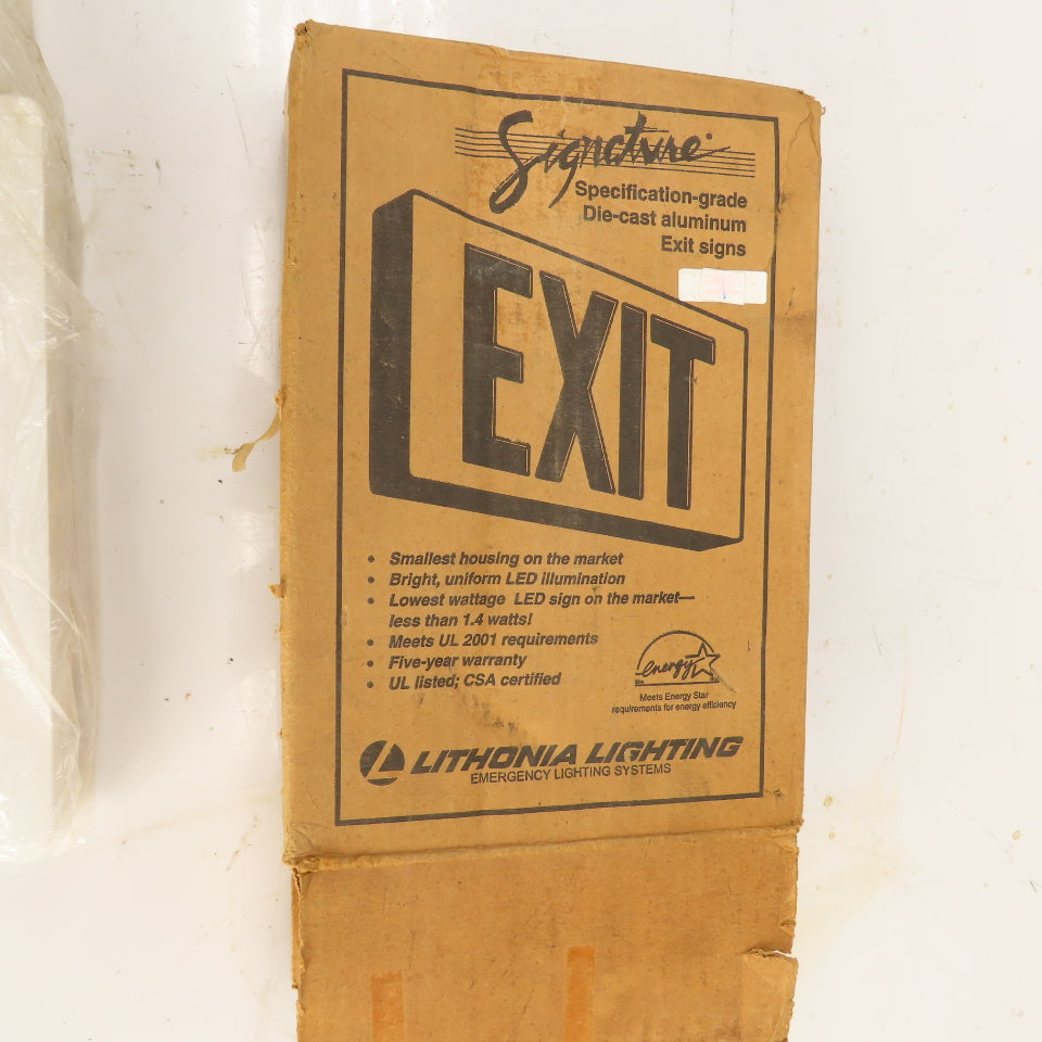 Lithonia LESW2R120/277ELN LED Emergency Exit Sign Die-Cast Aluminum 120/277V