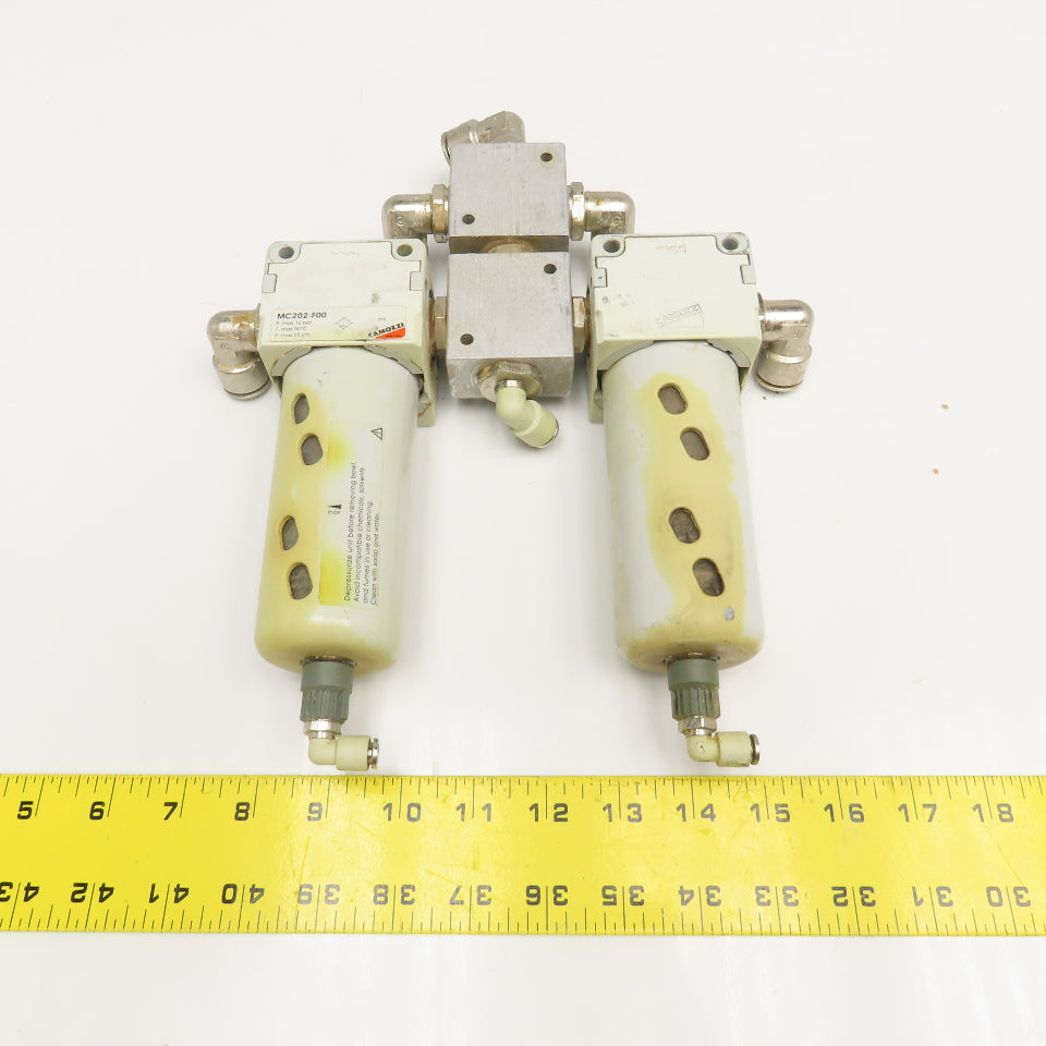 Camozzi MC202-F00 G3/8-G1/2 Compressed Air Filter Manifold Assembly