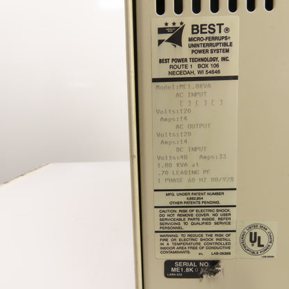 BEST ME1.8KVA Micro-Ferrups UPS M2 Series 1.80 KVA 1Ph 60Hz 120V