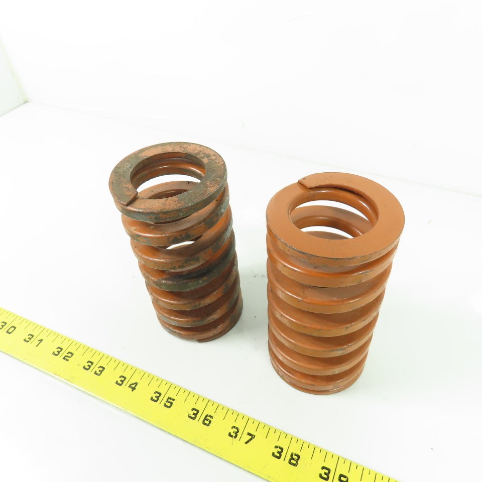 2-1/2" OD x 1-1/2" ID Flat Wire Compression Orange Die Spring 4-1/2" OAL Lot/2