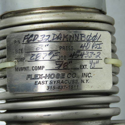 Flex-Hose Co. F2D33D4KNNB001 Metal Expansion Joint 2" 150 LBS 40 PSI 287°F
