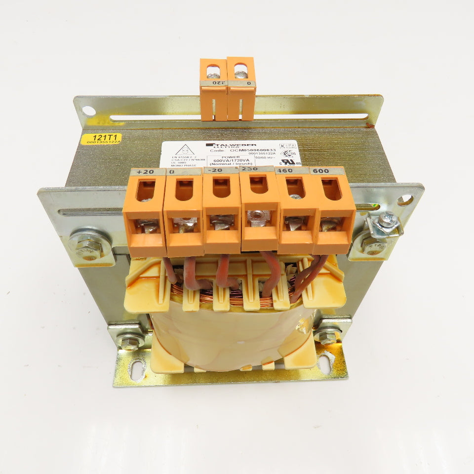 Italweber OCM0500600633 0-600V Primary 0/220V Sec. 600VA 1Ph Transformer