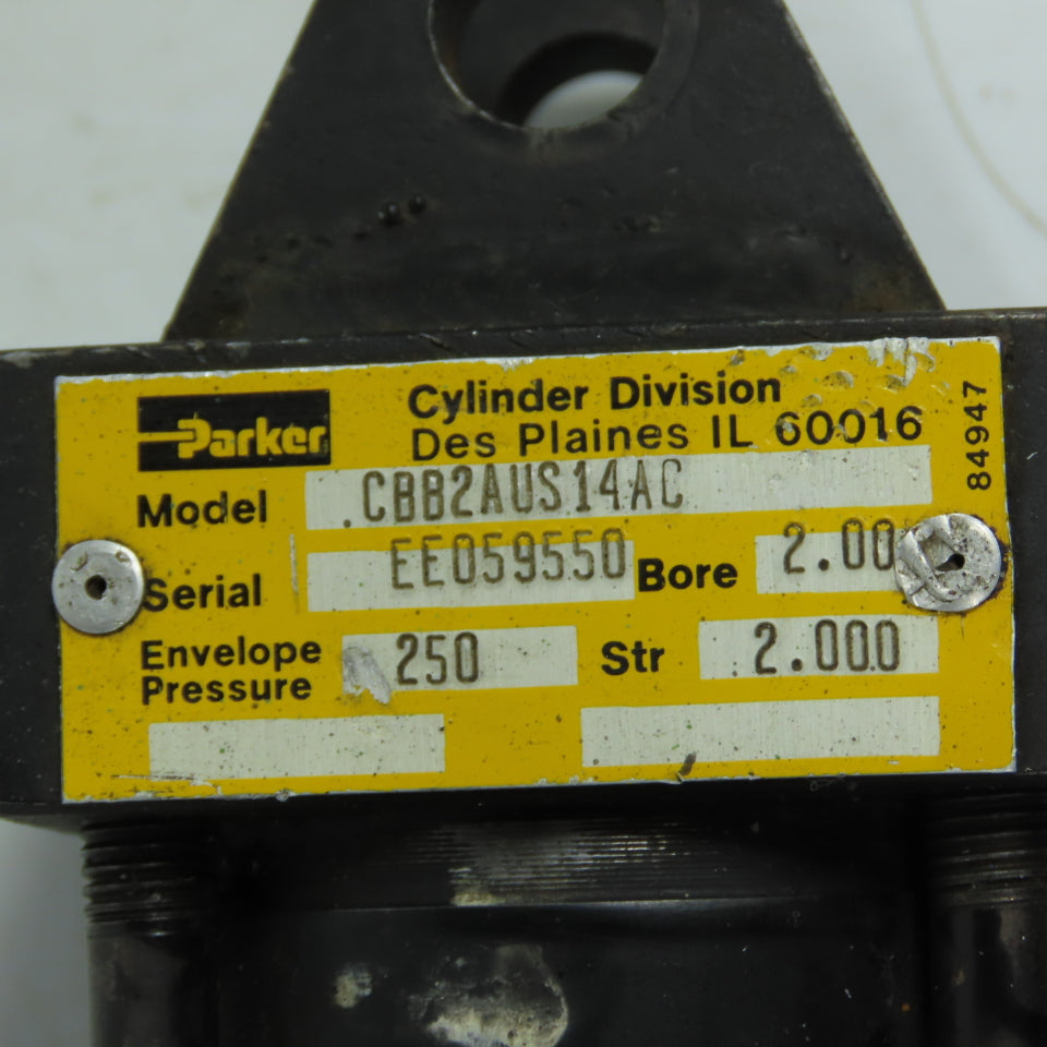 Parker CBB2AUS14AC Pneumatic Cylinder 2" Bore 2" Stroke 250 PSI W/ NAMCO Sensor