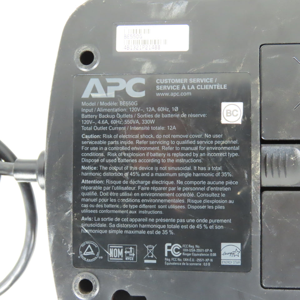 APC BE550G Battery Backup UPS 550VA 330W