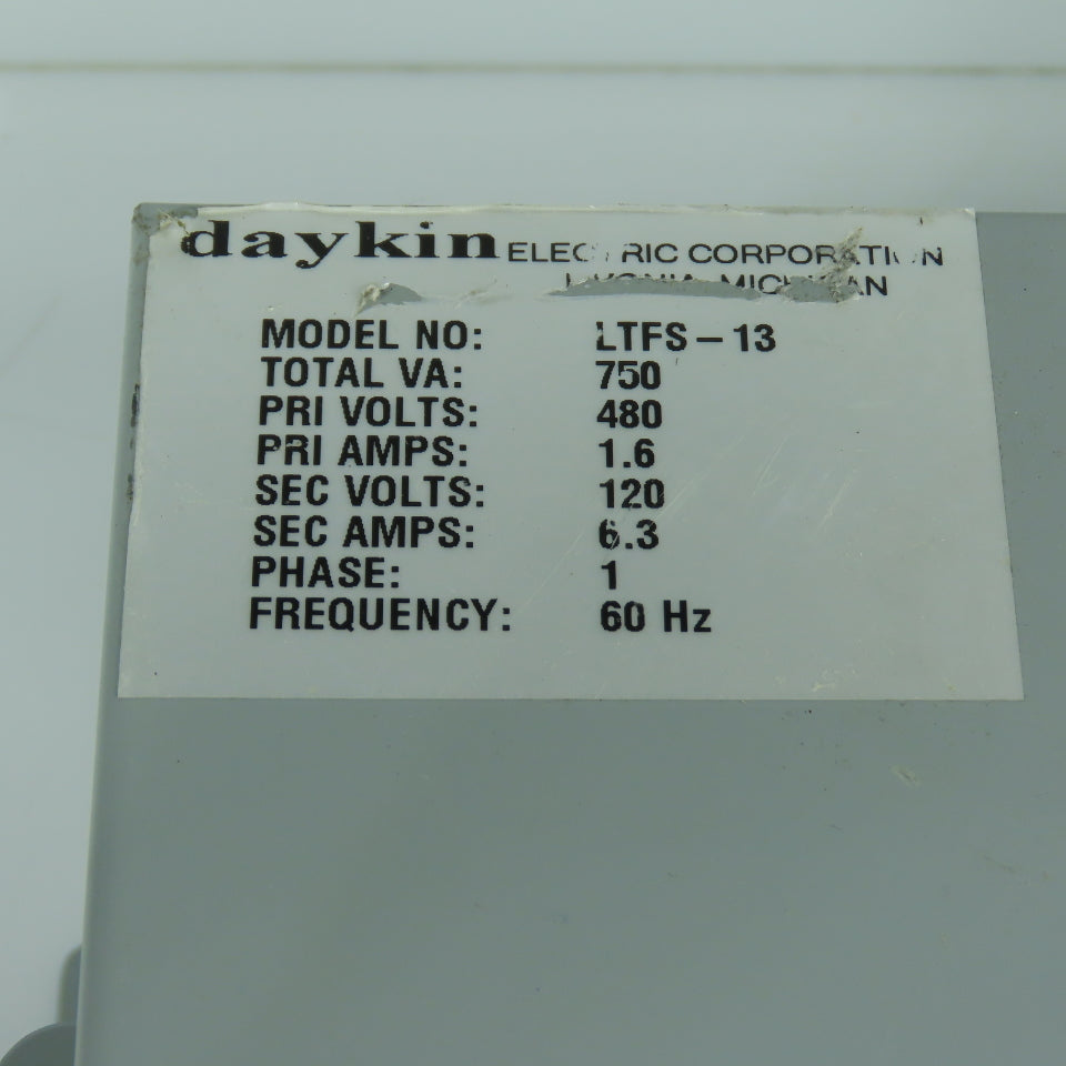 Daykin LTFS-13 750VA Transformer 480V to 120V w/ Disconnect