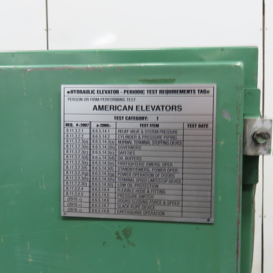 Kelley Hydraulic Elevator Power Unit 230/460V 3Ph W/ Delaval G3D-187 Pump