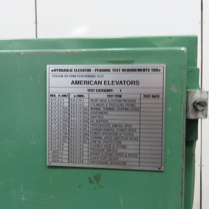 Kelley Hydraulic Elevator Power Unit 230/460V 3Ph W/ Delaval G3D-187 Pump