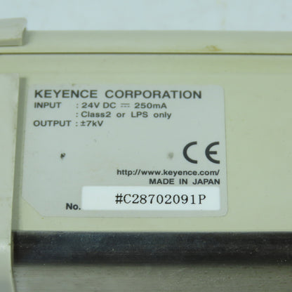 Keyence SJ-R036A Static Eliminator Ionizer Bar 24VDC