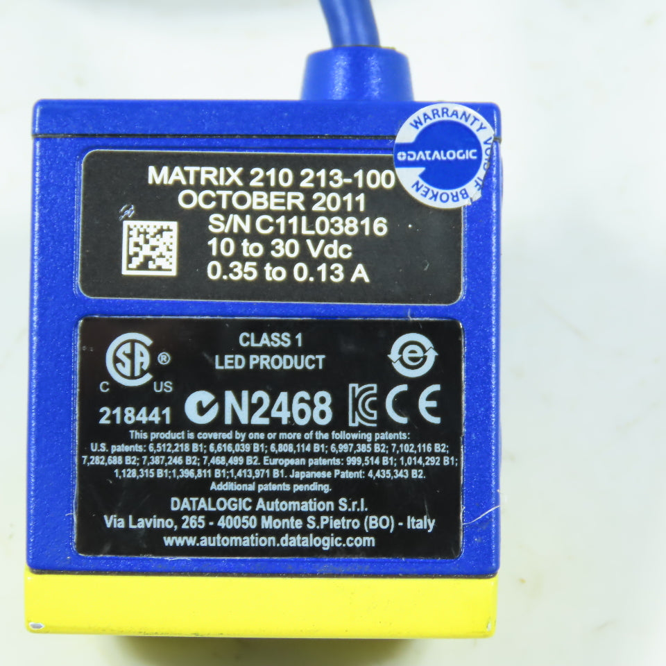 Datalogic Matrix 210 213-100 Barcode Scanner/Reader 10-30 VDC 0.35-0.13A w/Cable