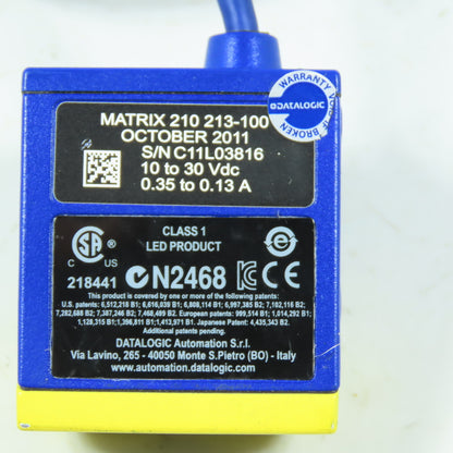 Datalogic Matrix 210 213-100 Barcode Scanner/Reader 10-30 VDC 0.35-0.13A w/Cable