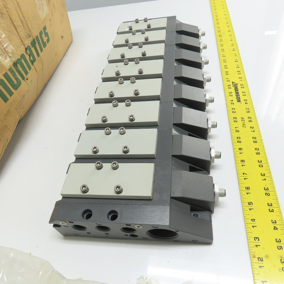 Numatics 01389-08 8-Station Pneumatic Valve Block Manifold Assembly