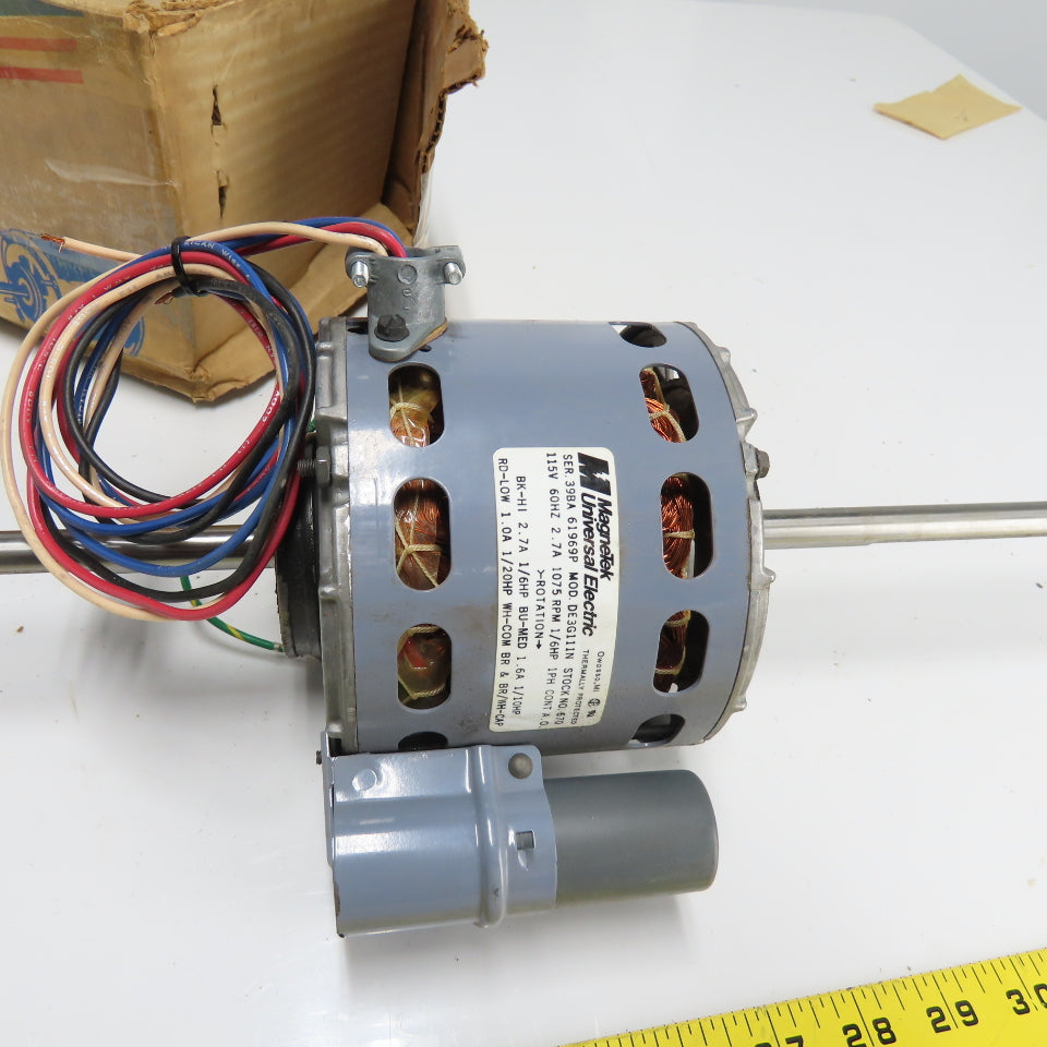 Magnetek DE3G111N 1/6HP Dual Shaft Electric Motor 1Ph 115V 2.7A 1/2" Shaft