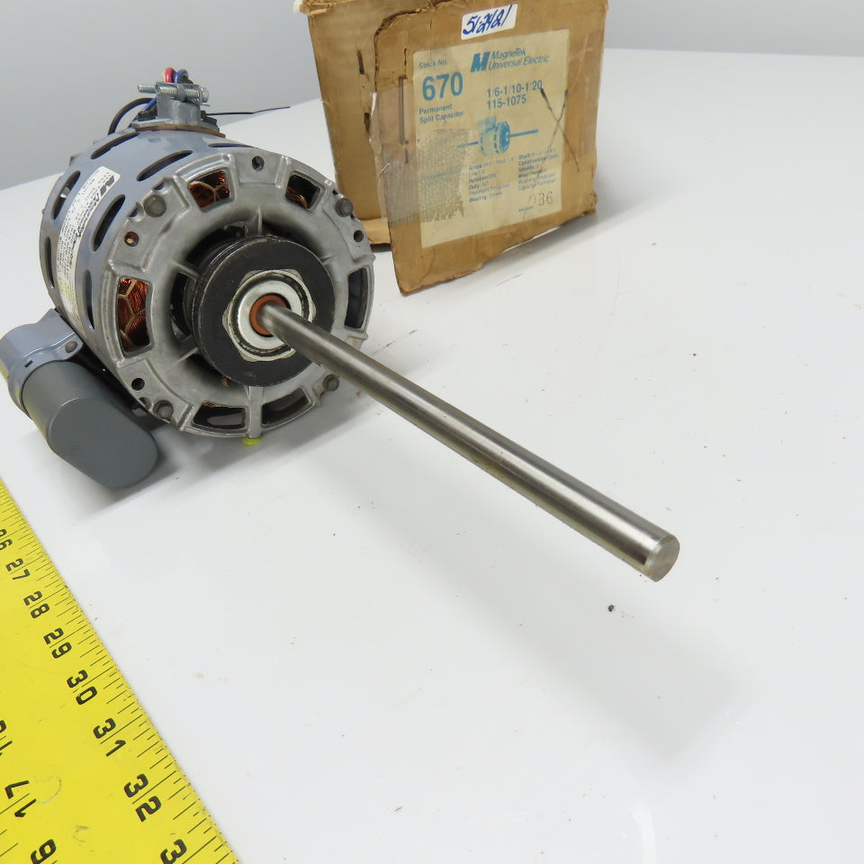 Magnetek DE3G111N 1/6HP Dual Shaft Electric Motor 1Ph 115V 2.7A 1/2" Shaft
