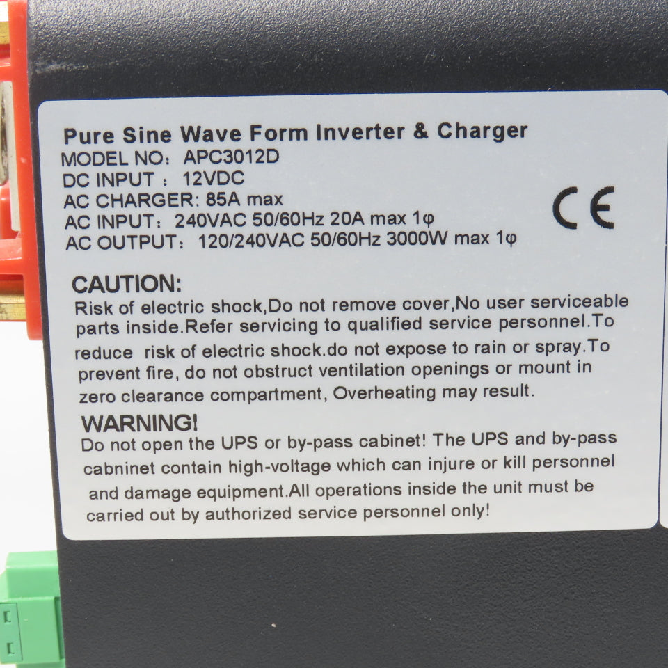 Sigineer APC3012D 3000W 12V To 120/240V 1PH Pure Sine Wave Inverter Charger 80A