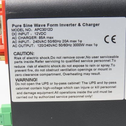 Sigineer APC3012D 3000W 12V To 120/240V 1PH Pure Sine Wave Inverter Charger 80A