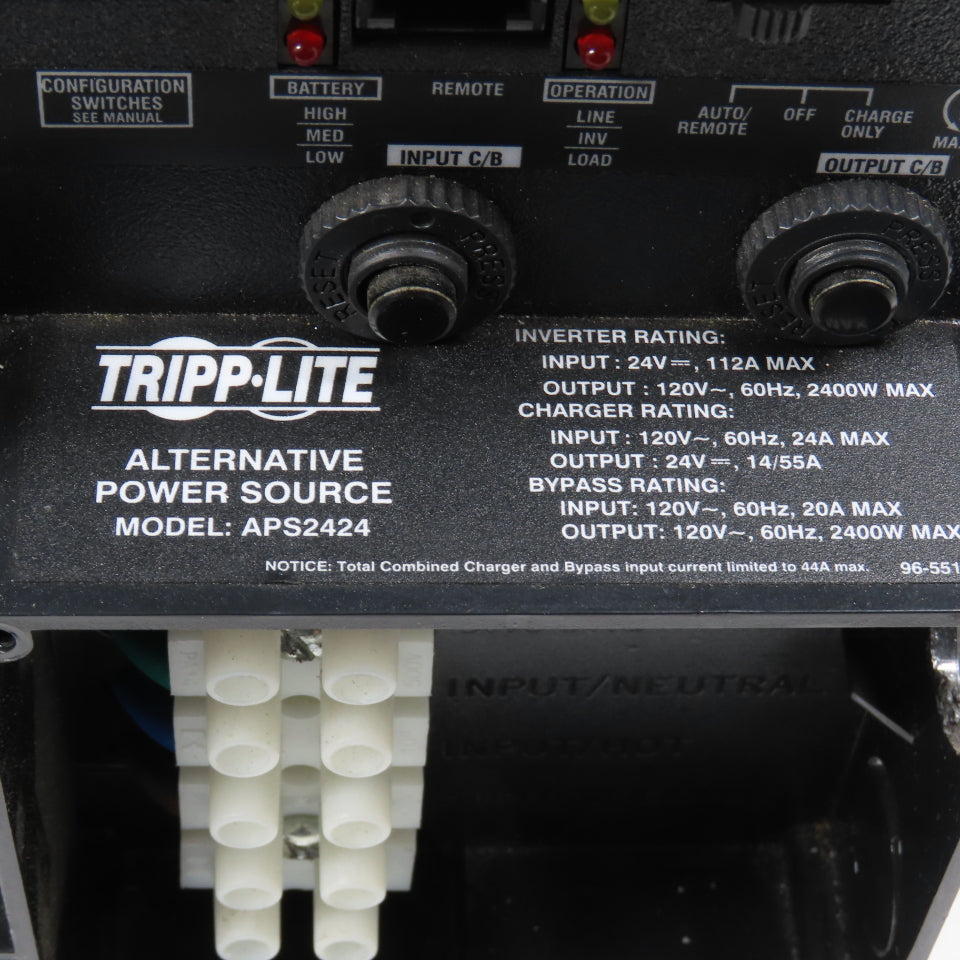 Tripp-Lite APS2424 2400W APS DC/AC Inverter/Charger 24VDC 120V 14/55A Charge