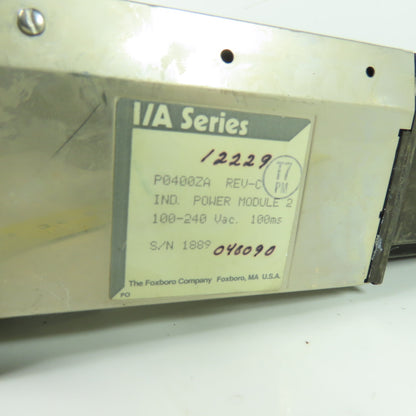 Foxboro P0400ZA I/A Series Power Supply Module 2 Rev C 100-240VAC 100ms