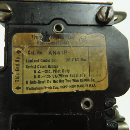 Westinghouse AN41P Overload Relay 1-Pole 600VAC