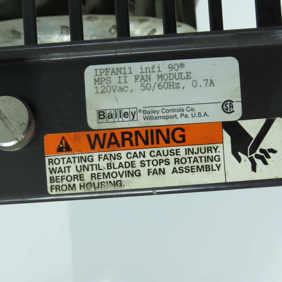 Bailey Controls IPFAN11 infi 90 MPS II Fan Module 120VAC 50/60HZ 0.7A